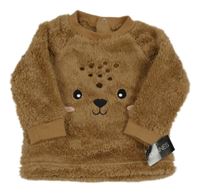 Nové - hnedá chlpatá mikina s ňufáčikom  dunnes