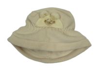 Béžový fleecový klobúk s medvěďom