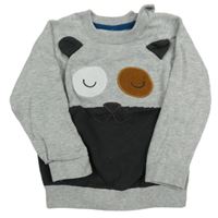 Sivo-tmavosivý ľahký sveter s očima