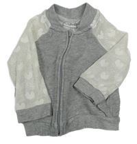 Šedá propínací lehká mikina se vzorovanými rukávy 