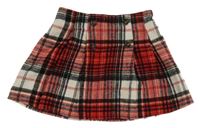 Červeno-čierno-biela kockovaná vlnená sukňa TU