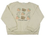 Smotanová mikina s obrázkami a jahodami H&M