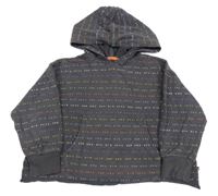 Tmavošedá crop mikina s nápisy a kapucí George