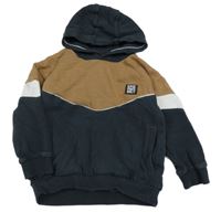 Tmavošedo-hnedá mikina s nášivkou a kapucňou Nutmeg