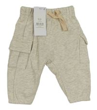 Nové - béžovo-šedé melírované tepláky s kapsou George