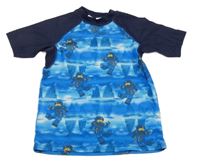 Modro-tmavomodré UV tričko s lego Ninjago