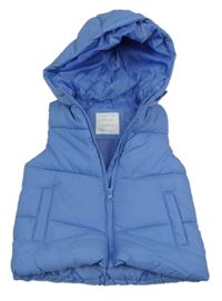 Modrá šušťáková zateplená vesta s kapucňou Primark