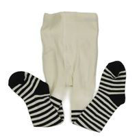 Bílo-černé pruhované punčocháče George