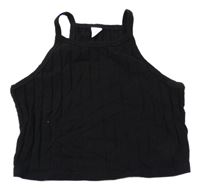 Čierny rebrovaný crop top shein