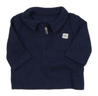 Tmavomodré žebrované polo triko Matalan