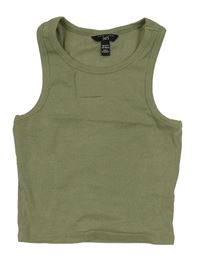 Khaki rebrovaný crop top zn. New Look