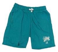 Zelenomodré teplákové kraťasy s palmami H&M