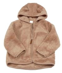 Růžová chlupatá propínací mikina s kapucí H&M