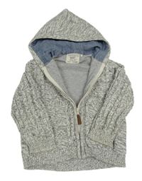 Svetlosivý melírovaný prepínaci podšitý sveter s kapucňou Next