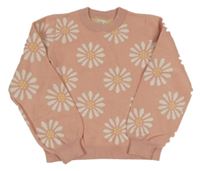 Růžový květovaný svetr F&F