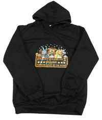 Čierna slabá mikina s potlačou a kapucňou