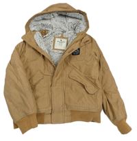 Hnědá šusťáková zimní bunda s kapucí Abercrombie&Fitch