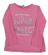 Růžové triko s nápisy Dopodopo