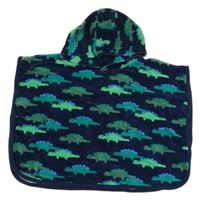 Tmavomodré froté osuškové pončo s diny a kapucňou M&S