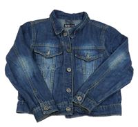 Tmavomodrá rifľová crop bunda