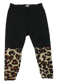 Čierno-béžové legíny s leopardím vzorom Shein