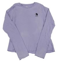 Lila žebrované crop triko s výšivkou M&S