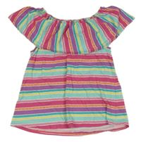 Ružovo-fialovo-farebná pruhovaná tunika s volánikom Topolino