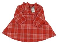 Nové - Červeno-bielo-čierne kockované šaty s volánikmi Pep&Co