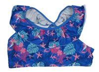 Tmavomodro-ružová kvetovaná plavková lambáda s volánikmi Alive