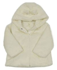 Smetanový kožešinový kabátek s kapucí Primark