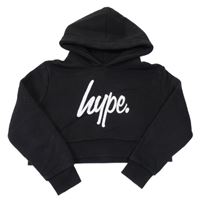 Čierna crop mikina s logom a kapucňou HYPE