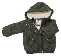 Khaki šusťáková prošívaná zimní bunda s kapucí F&F