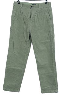 Pánské světlekhaki manšestrové kalhoty H&M vel. 32