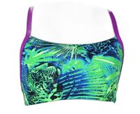 Dámský zeleno-modro-fialový vzorovaný sportovní crop top vel. 32