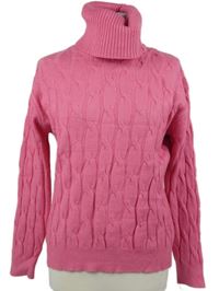 Dámský růžový vzorovaný svetrový rolák 