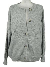 Dámský šedý vzorovaný propínací svetr 