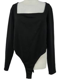 Nové - Dámske čierne rebrované body Boohoo