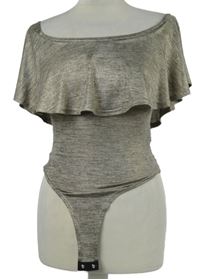 Nové - Dámské béžovo-šedé melírované body s volánem New Look 