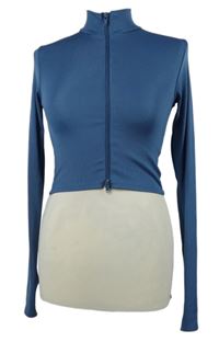 Dámská modrá žebrovaná crop propínací mikina FB Sister 