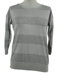 Dámsky sivý pruhovaný trblietavý sveter