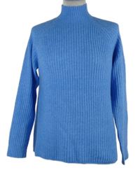 Dámský světlemodrý žebrovaný svetr se stojáčkem Amisu 