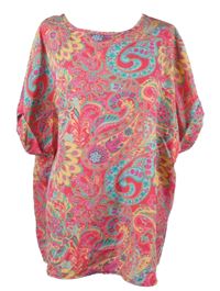 Dámská fuchsiovo-modro-oranžová vzorovaná halenka Shein 