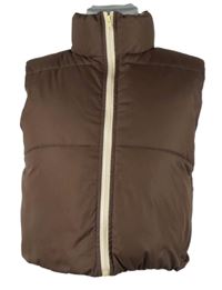 Dámská hnědá šusťáková zateplená crop vesta Shein 