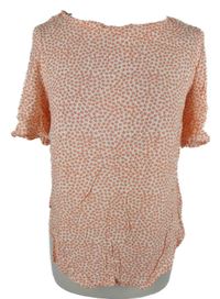 Dámska bielo-oranžová kvietkovana blúzka H&M