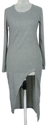 Dámske sivé úpletové šaty s rozparkem Baluoke