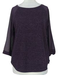 Dámske fialové trblietavé úpletovo/šifonové tričko New Look