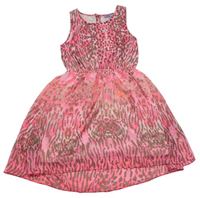 Neónově ružovo-hnedé šifónové šaty F&F