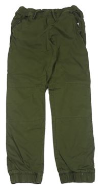 Khaki plátěné cuff kalhoty Matalan
