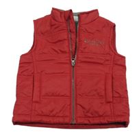 Červená šušťáková zateplená vesta s nápisom Impidimpi