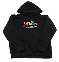 Čierna mikina s nápisom a kapucňou